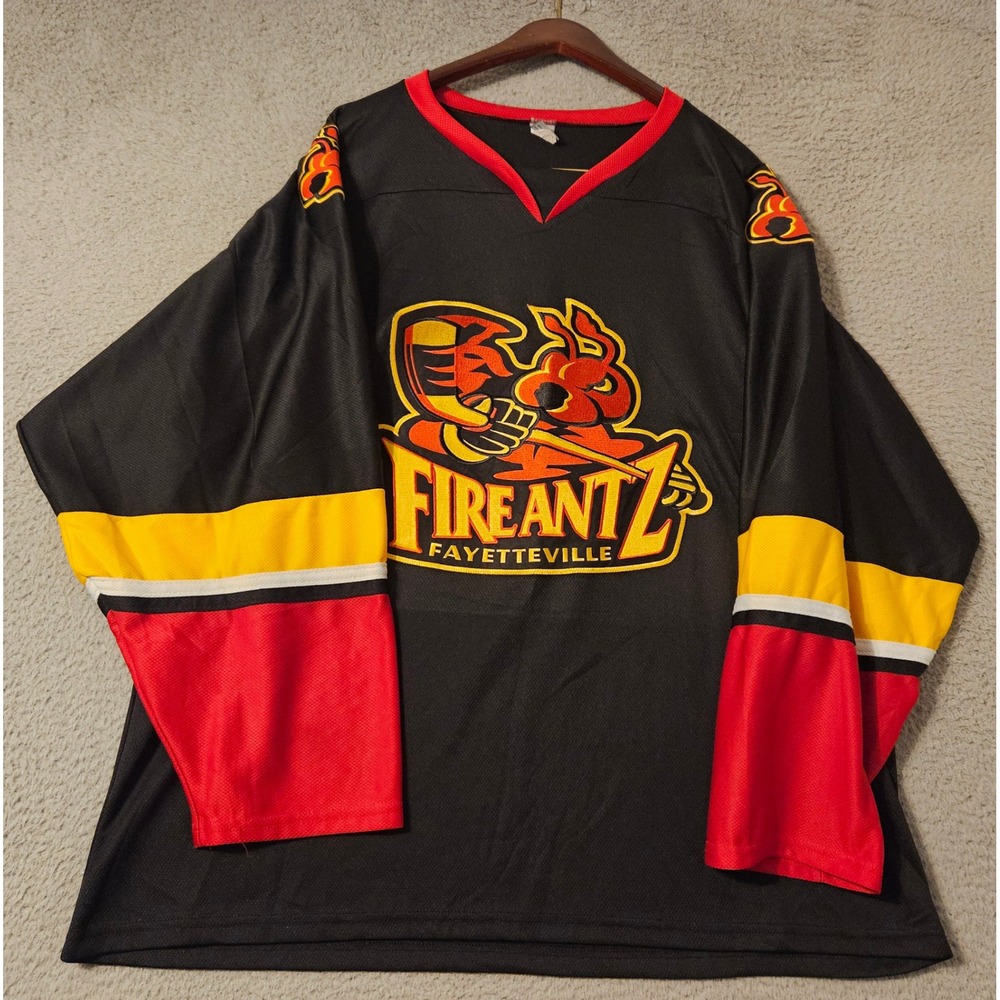Fayetteville FireAntz Hockey Jersey Mens XL Black Red Yellow SPHL Made in USA